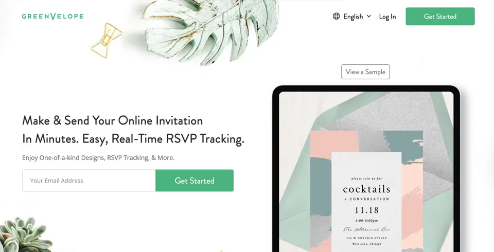 Greenvelope website for online invitations