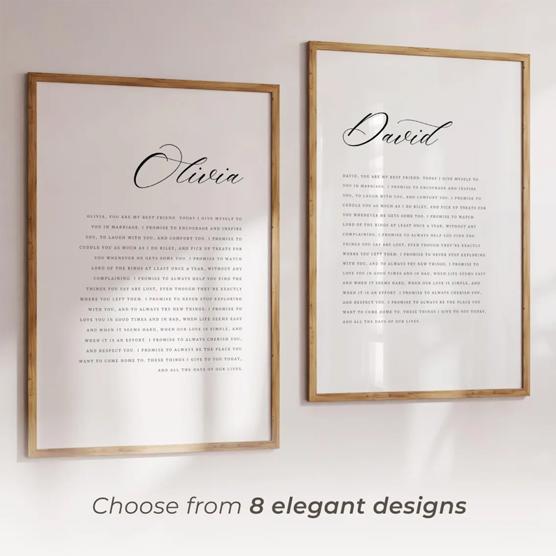 Wedding vow wall print