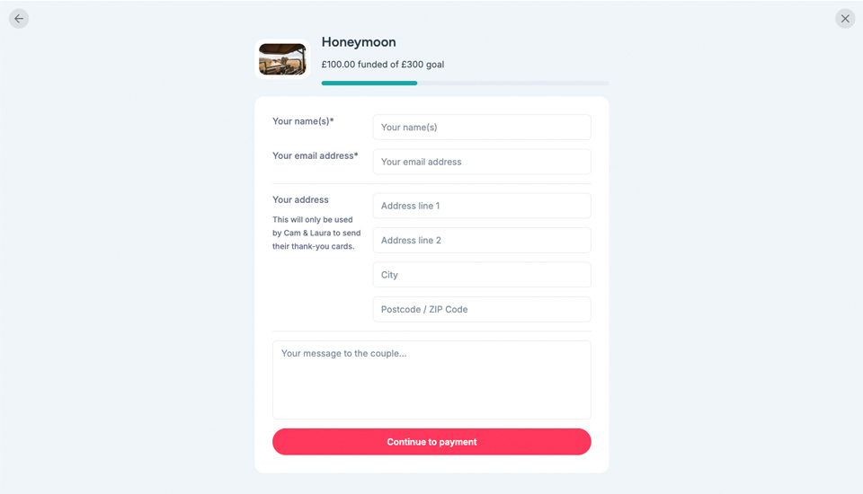 Adding guest details to cash fund