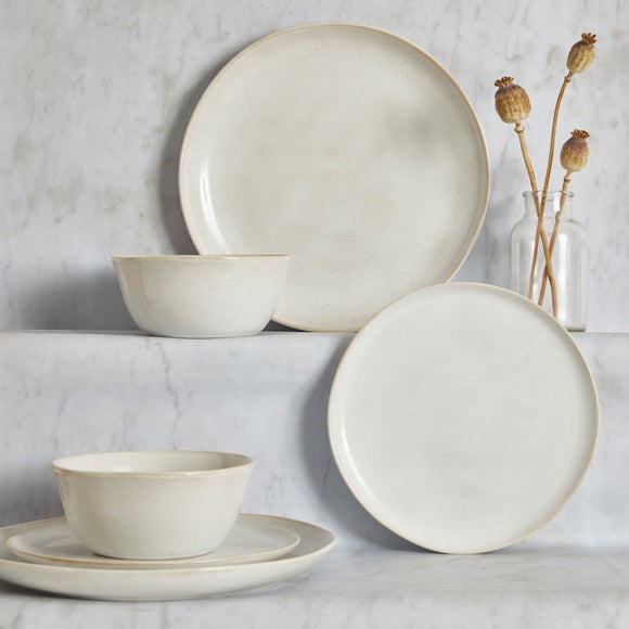 Amalfi White 12 Piece Dinner Set  | Dunelm from dunelm.com