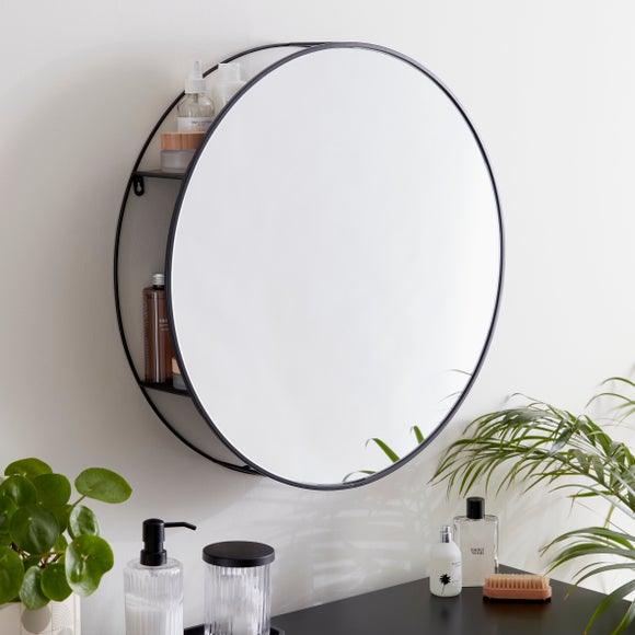 Apartment 60cm Round Mirror Storage | Dunelm from dunelm.com