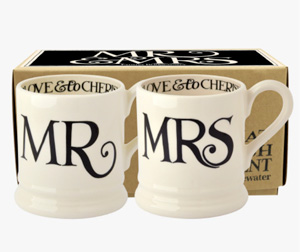 Mr & Mrs Set of 2 1/2 Pint Mugs Boxed from emmabridgewater.co.uk