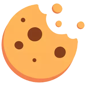 Orange cookie icon with brown chocolate chips