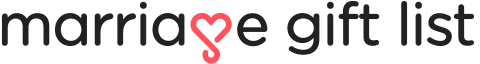 Marriage Gift List Logo using a red heart icon with a swirly tail at the bottom for the letter G